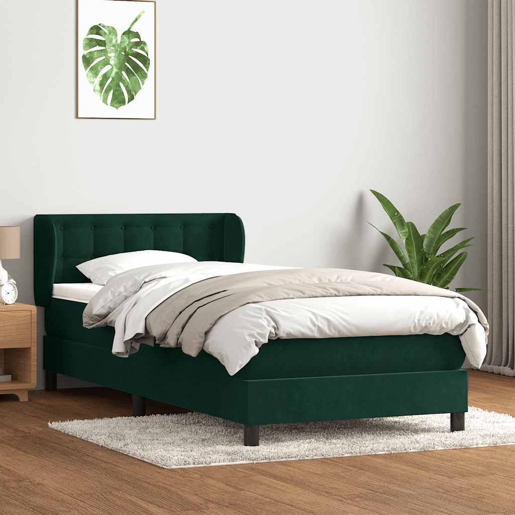 Boxspring met matras fluweel donkergroen 80x220 cm is nu te koop bij PeponiXL, paradijselijk wonen!