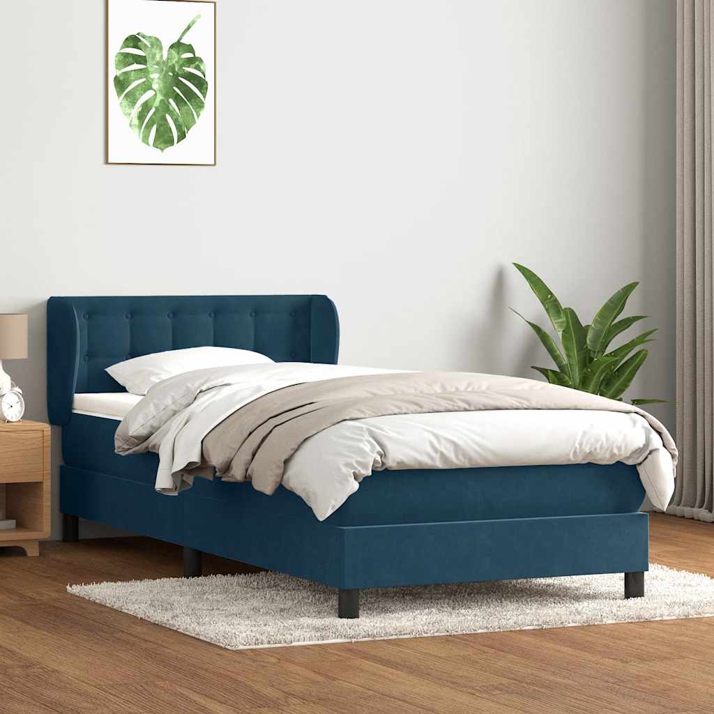 Boxspring met matras fluweel donkerblauw 80x220 cm is nu te koop bij PeponiXL, paradijselijk wonen!