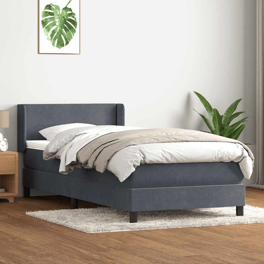 Boxspring met matras fluweel donkergrijs 80x210 cm is nu te koop bij PeponiXL, paradijselijk wonen!