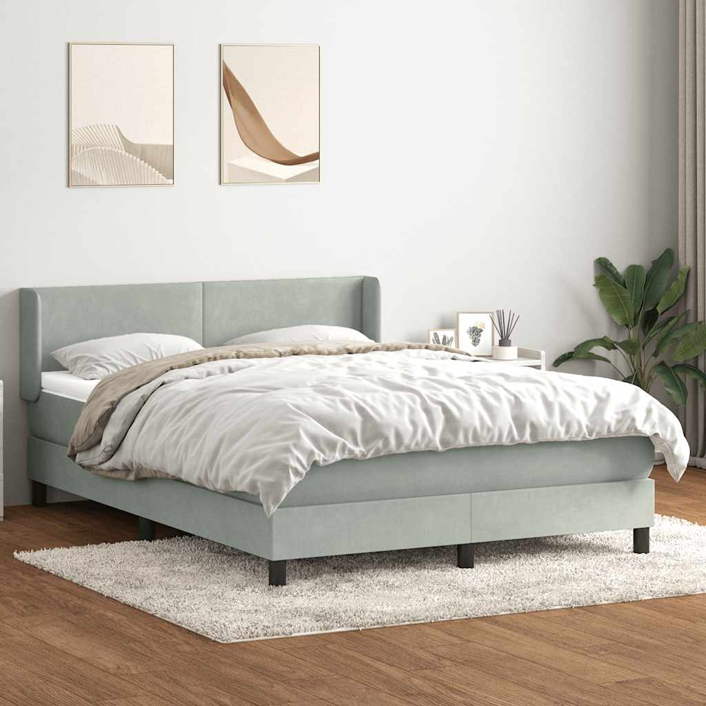Boxspring met matras fluweel lichtgrijs 160x210 cm is nu te koop bij PeponiXL, paradijselijk wonen!