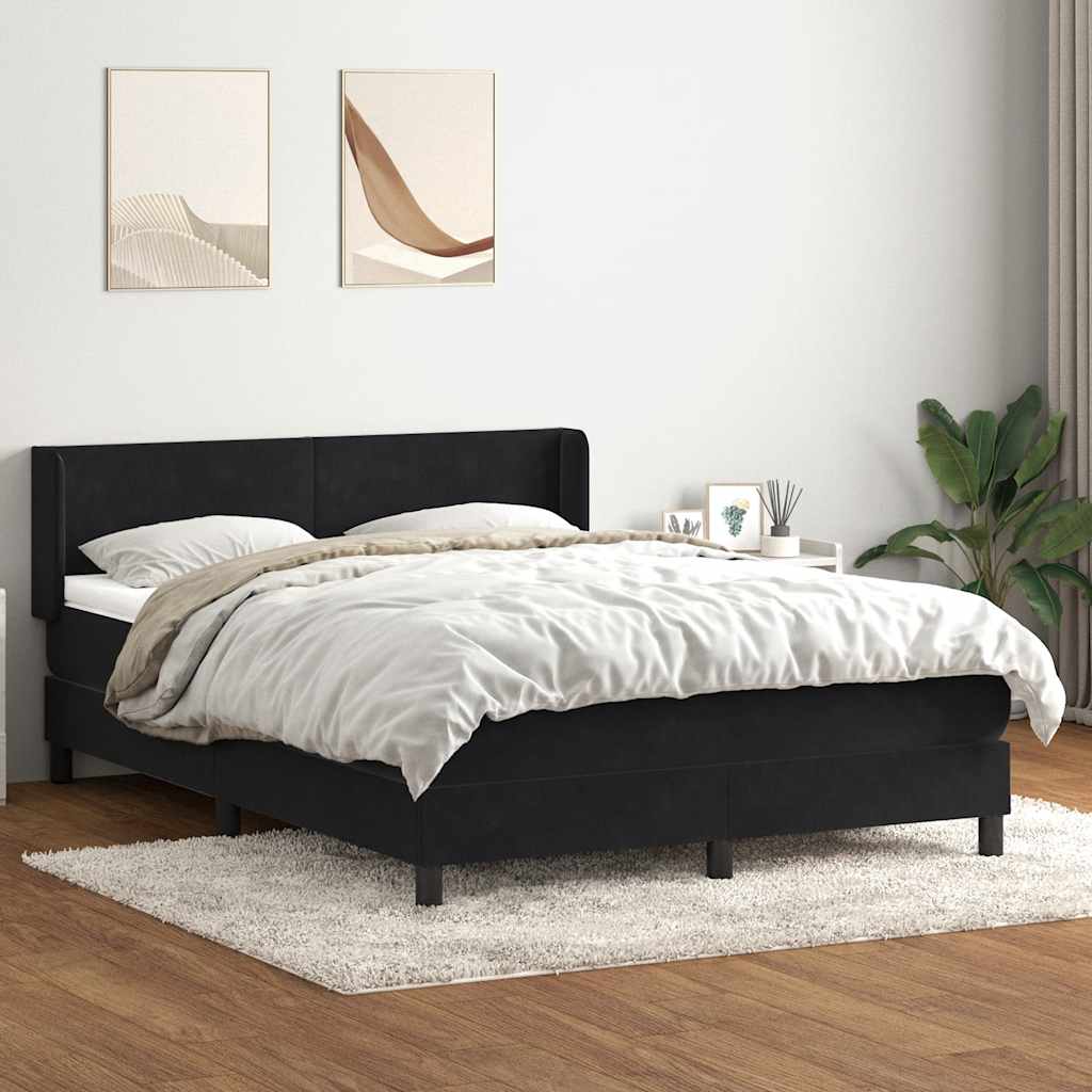 Boxspring met matras fluweel zwart 160x210 cm is nu te koop bij PeponiXL, paradijselijk wonen!