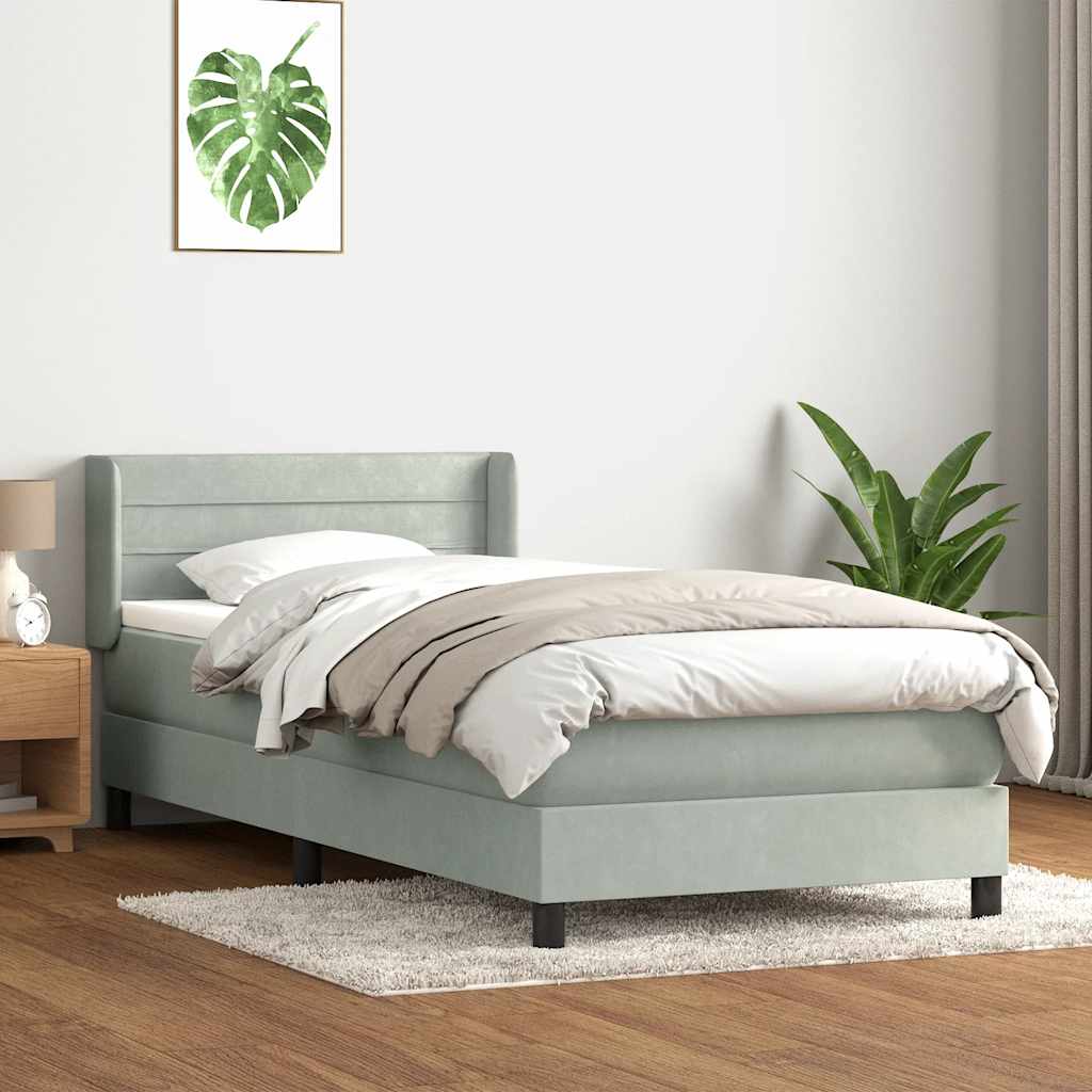 Boxspring met matras fluweel lichtgrijs 80x220 cm is nu te koop bij PeponiXL, paradijselijk wonen!