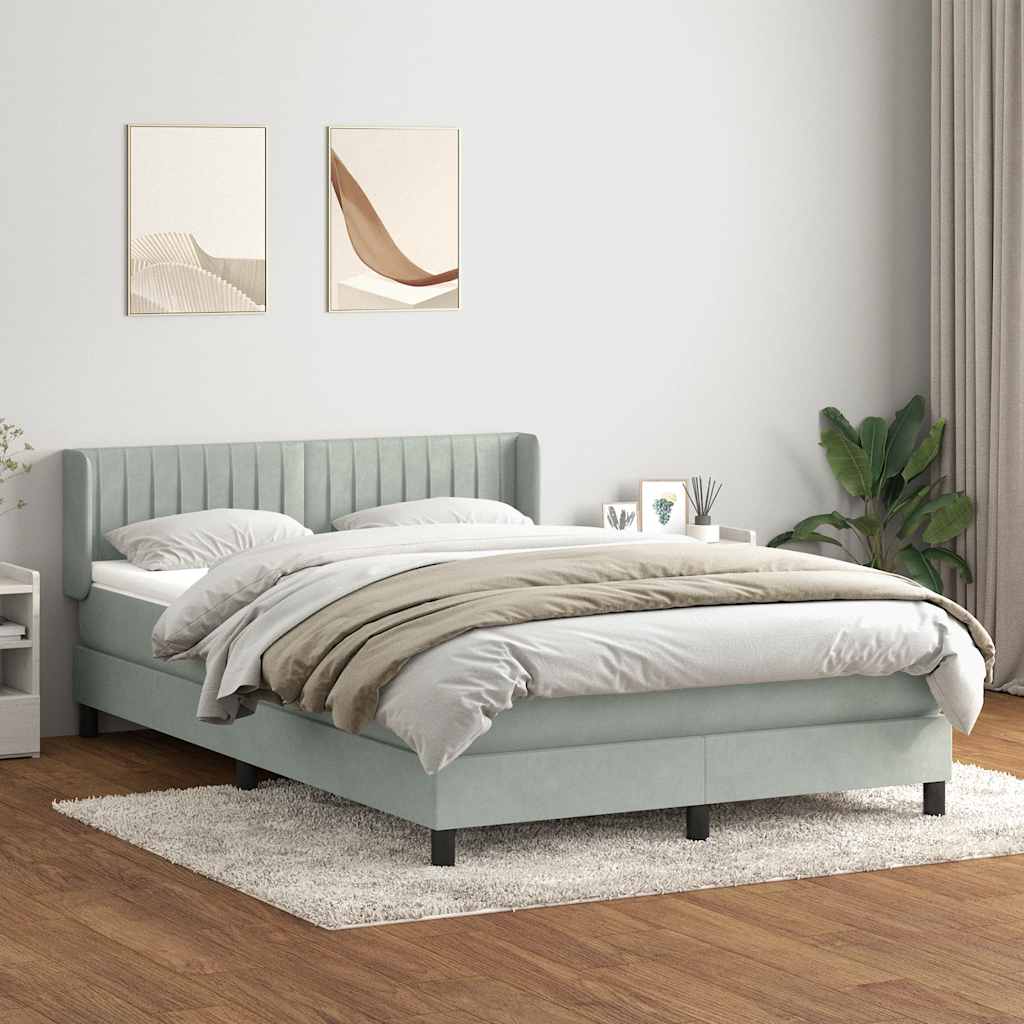 Boxspring met matras fluweel lichtgrijs 160x210 cm is nu te koop bij PeponiXL, paradijselijk wonen!