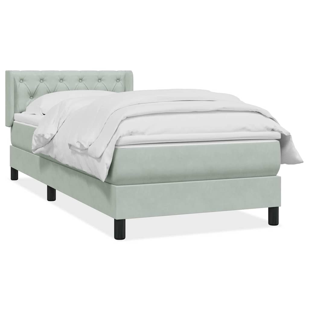 Boxspring met matras fluweel lichtgrijs 80x220 cm is nu te koop bij PeponiXL, paradijselijk wonen!