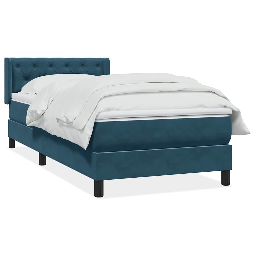 vidaXL Boxspring met matras fluweel donkerblauw 80x220 cm