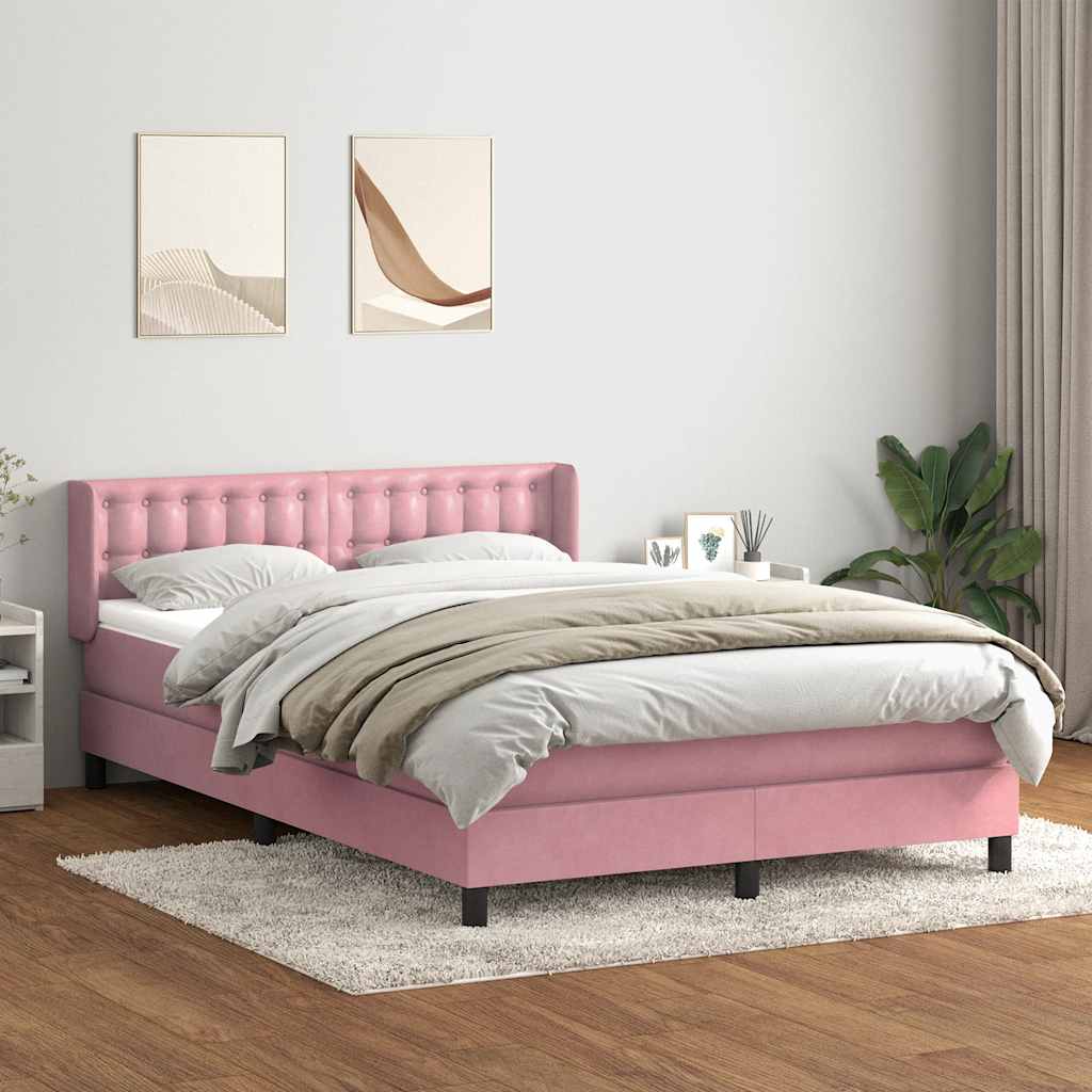 Boxspring met matras fluweel roze 160x210 cm is nu te koop bij PeponiXL, paradijselijk wonen!