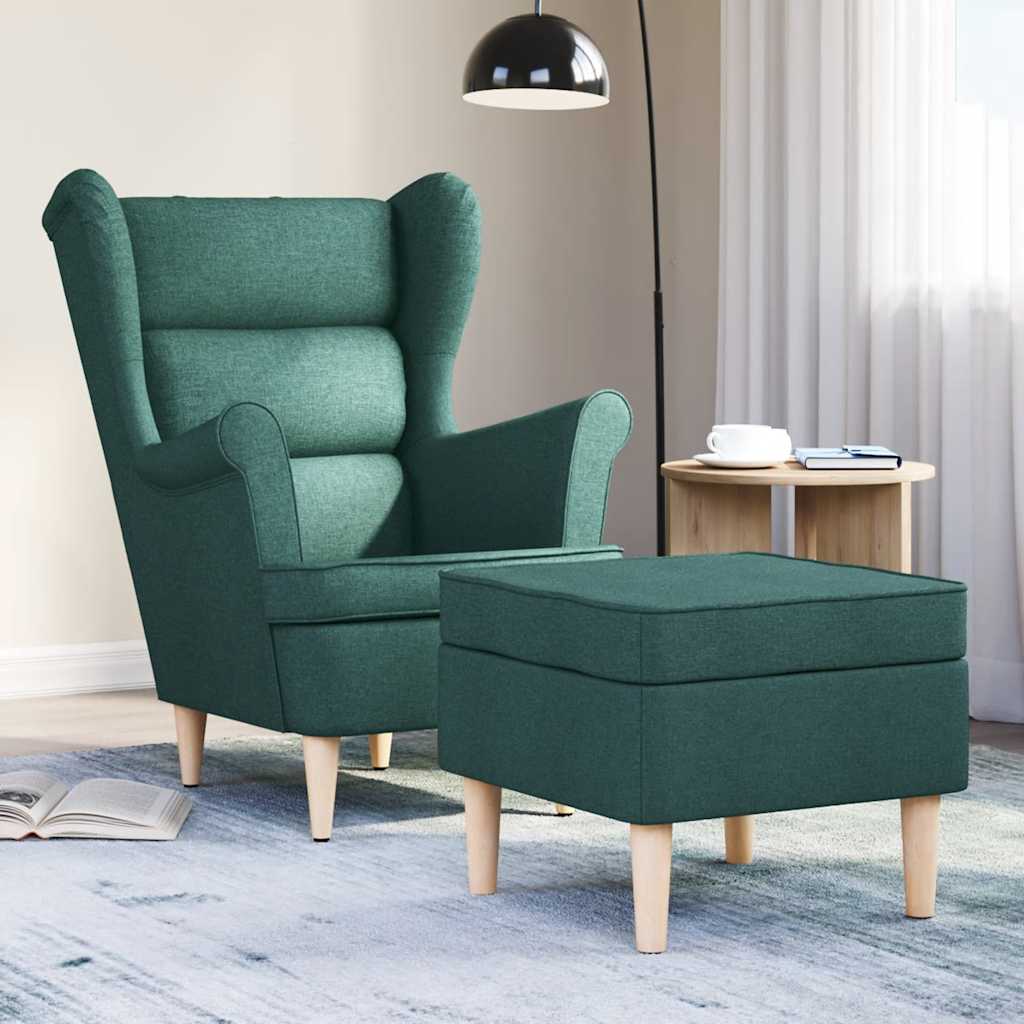 Fauteuil met voetenbankje stof donkergroen is nu te koop bij PeponiXL, paradijselijk wonen!