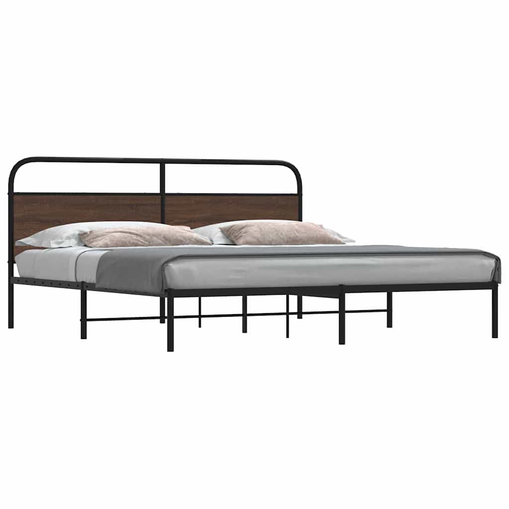 Bedframe zonder matras metaal bruin eikenkleur 183x213 cm is nu te koop bij PeponiXL, paradijselijk wonen!
