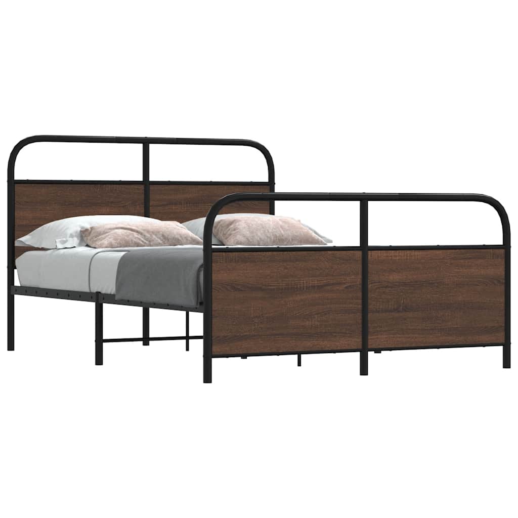 Bedframe zonder matras metaal bruin eikenkleurig 137x190 cm is nu te koop bij PeponiXL, paradijselijk wonen!