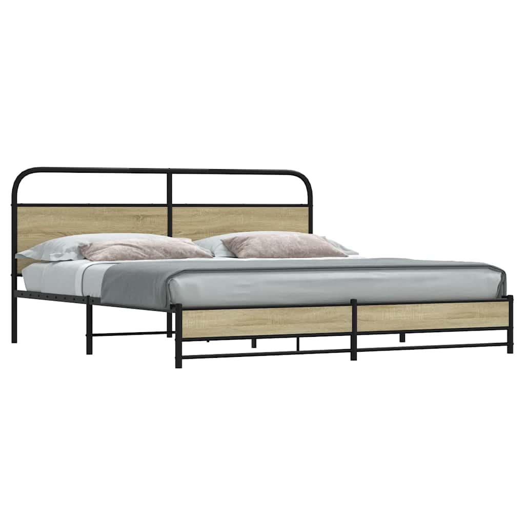 Bedframe zonder matras metaal sonoma eikenkleurig 193x203 cm is nu te koop bij PeponiXL, paradijselijk wonen!