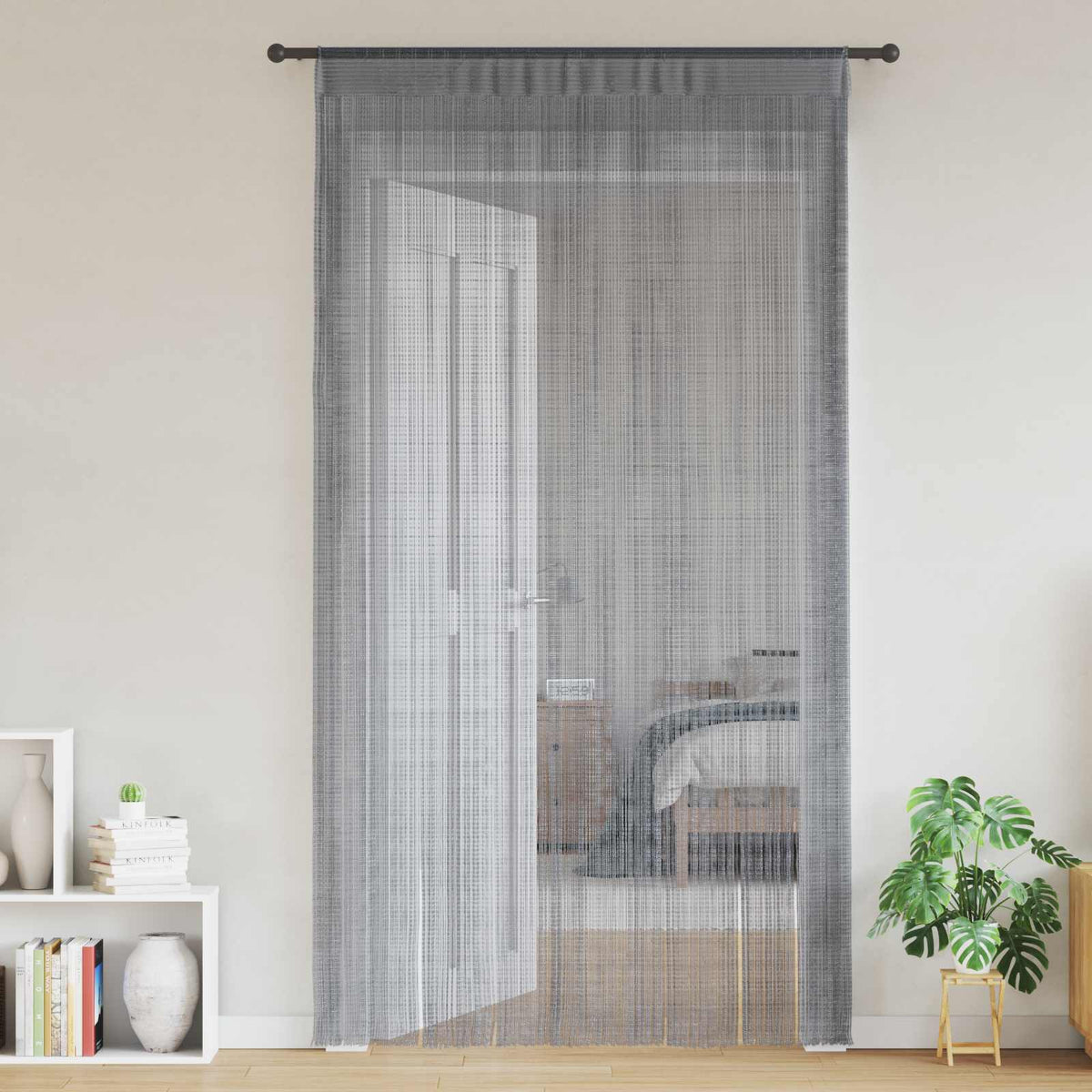 vidaXL Draadgordijnen 2 st Antraciet 100x250 cm