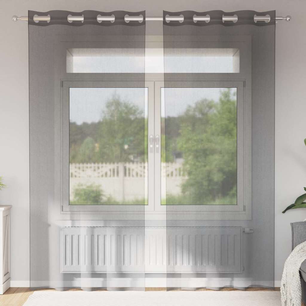 Gordijnen voile met doorvoertules 2 st 140x245 cm donkergrijs is nu te koop bij PeponiXL, paradijselijk wonen!