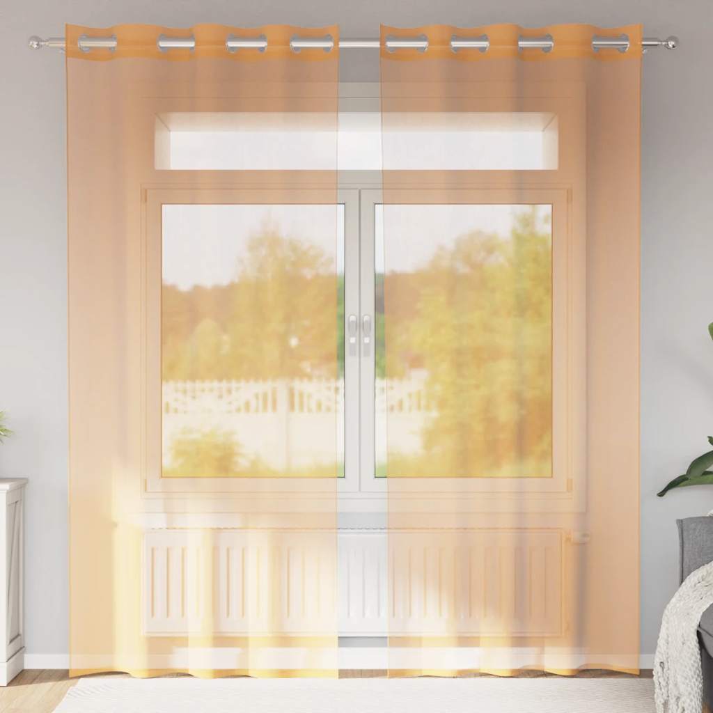 Gordijnen met doorvoertules 2 st 140x225 cm oranje is nu te koop bij PeponiXL, paradijselijk wonen!