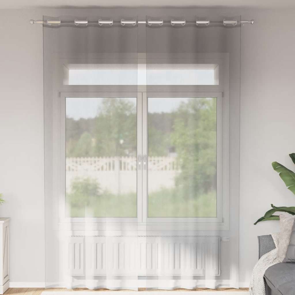 Gordijnen voile met doorvoertules 2 st 140x260 cm lichtgrijs is nu te koop bij PeponiXL, paradijselijk wonen!