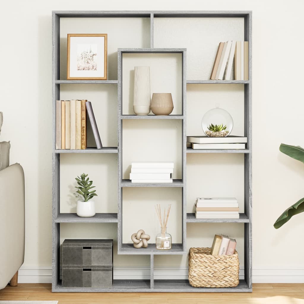 Boekenkast 102x29x143 cm bewerkt hout grijs sonoma eikenkleurig is nu te koop bij PeponiXL, paradijselijk wonen!