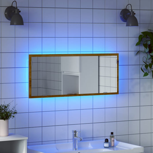 Badkamerspiegel LED 100x8,5x37 cm bewerkt hout artisanaal eiken is nu te koop bij PeponiXL, paradijselijk wonen!