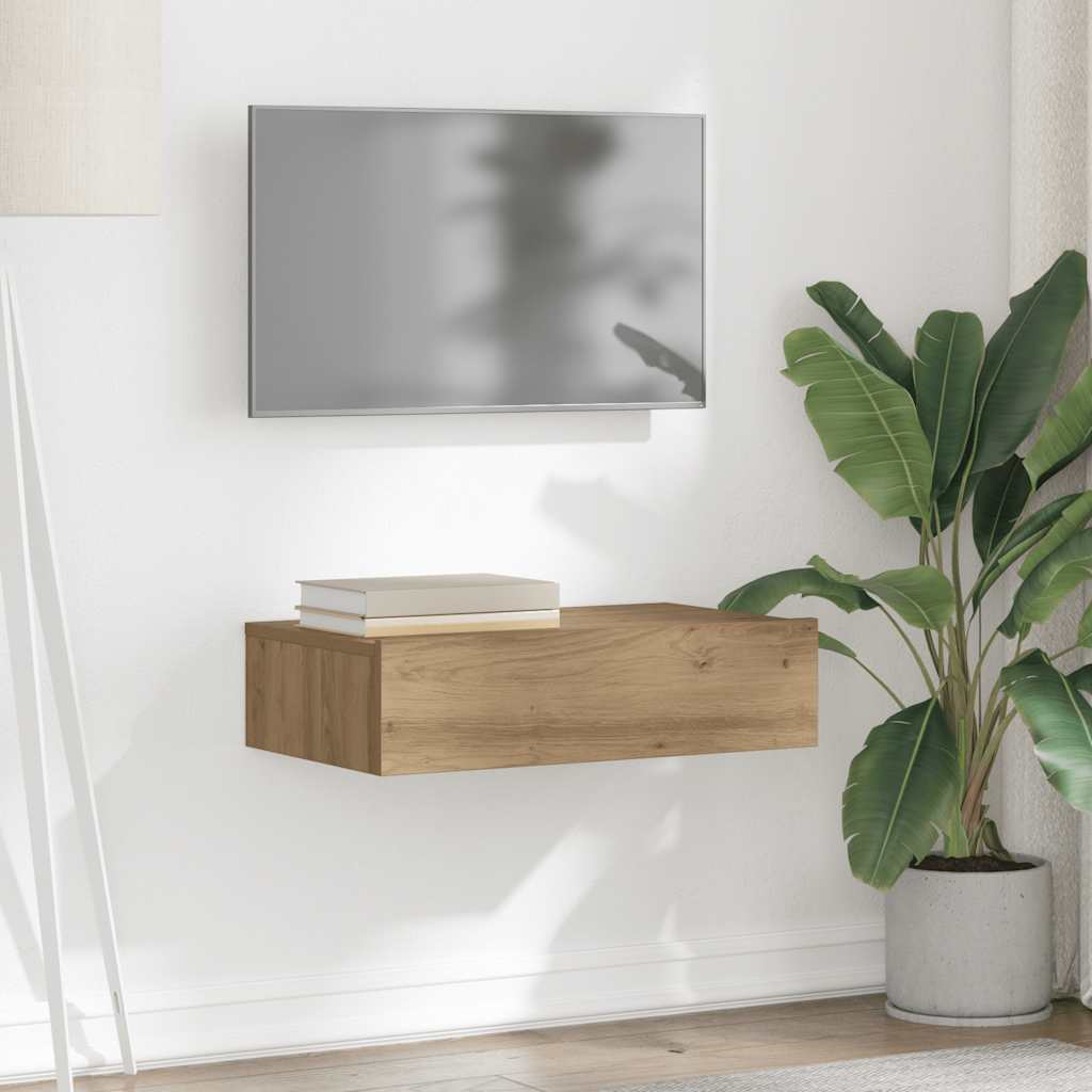 Tv-meubel met LED 60x35x15,5 cm artisanaal eikenkleur is nu te koop bij PeponiXL, paradijselijk wonen!