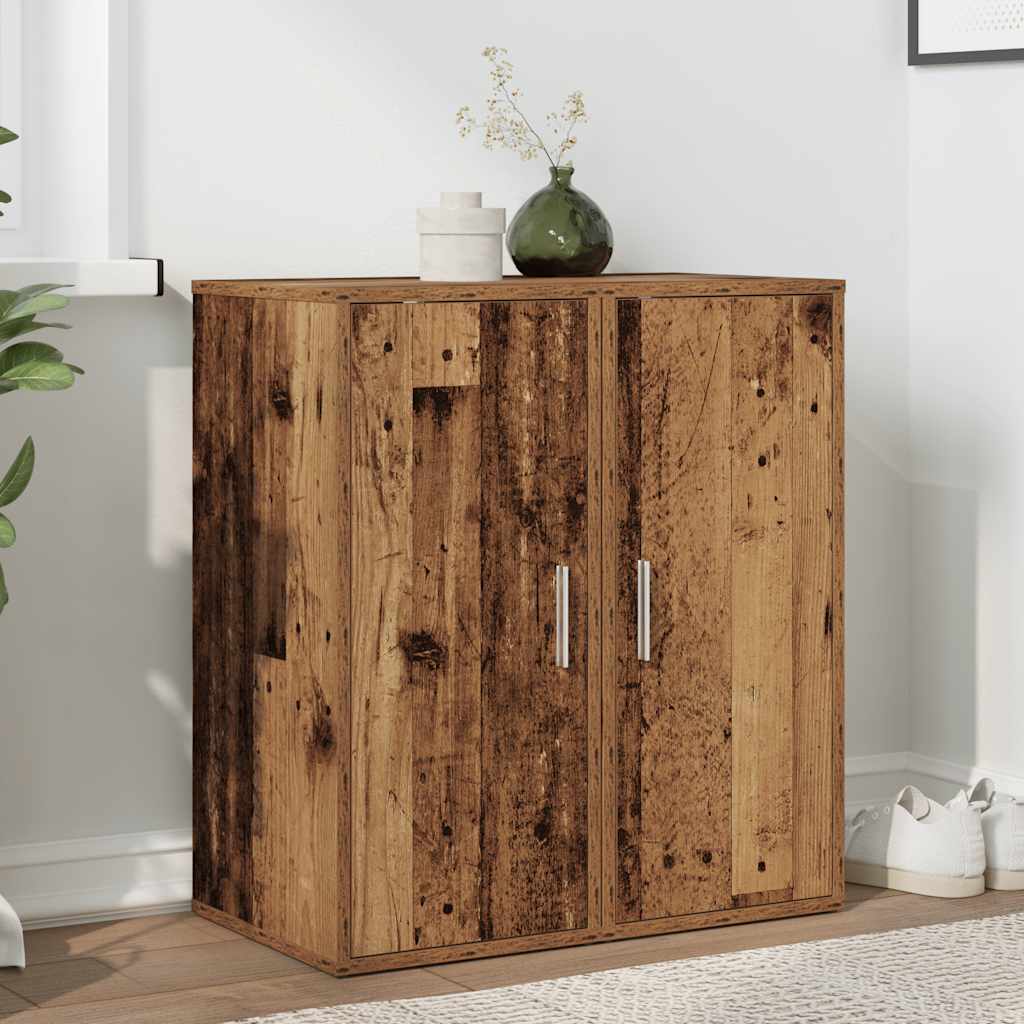 Schoenenkasten 2 st 32x35x70 cm bewerkt hout oud houtkleurig is nu te koop bij PeponiXL, paradijselijk wonen!