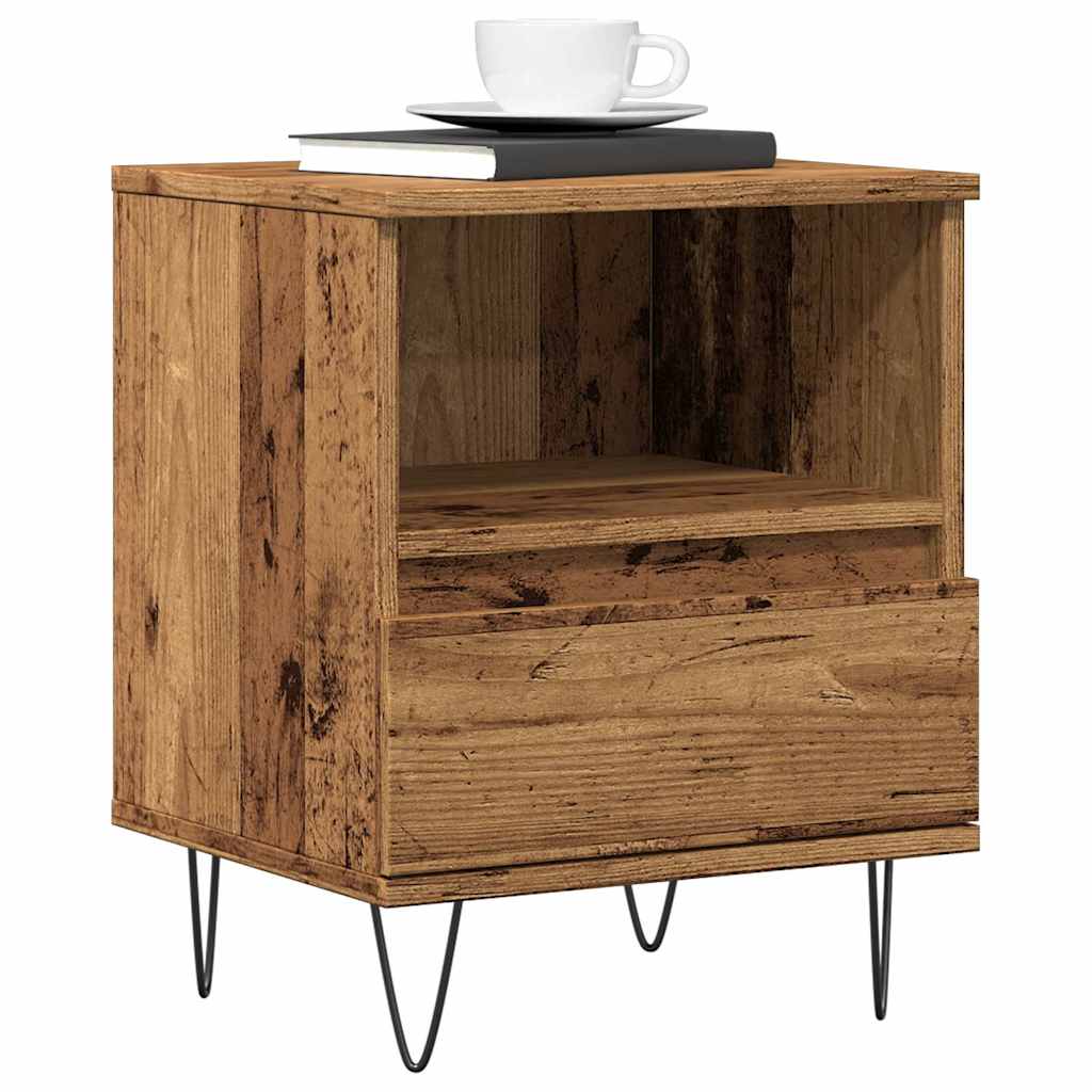 Nachtkastje 40x35x50 cm bewerkt hout oud houtkleurig is nu te koop bij PeponiXL, paradijselijk wonen!