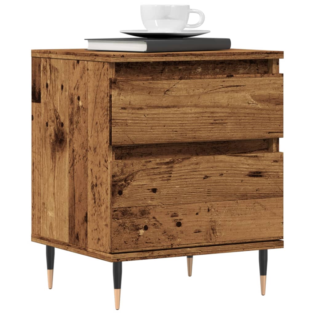 Nachtkastjes 2 st 40x35x50 cm bewerkt hout oud houtkleurig is nu te koop bij PeponiXL, paradijselijk wonen!