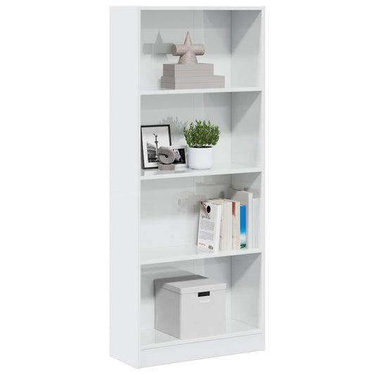 Boekenkast 60x24x143 cm bewerkt hout hoogglans wit is nu te koop bij PeponiXL, paradijselijk wonen!