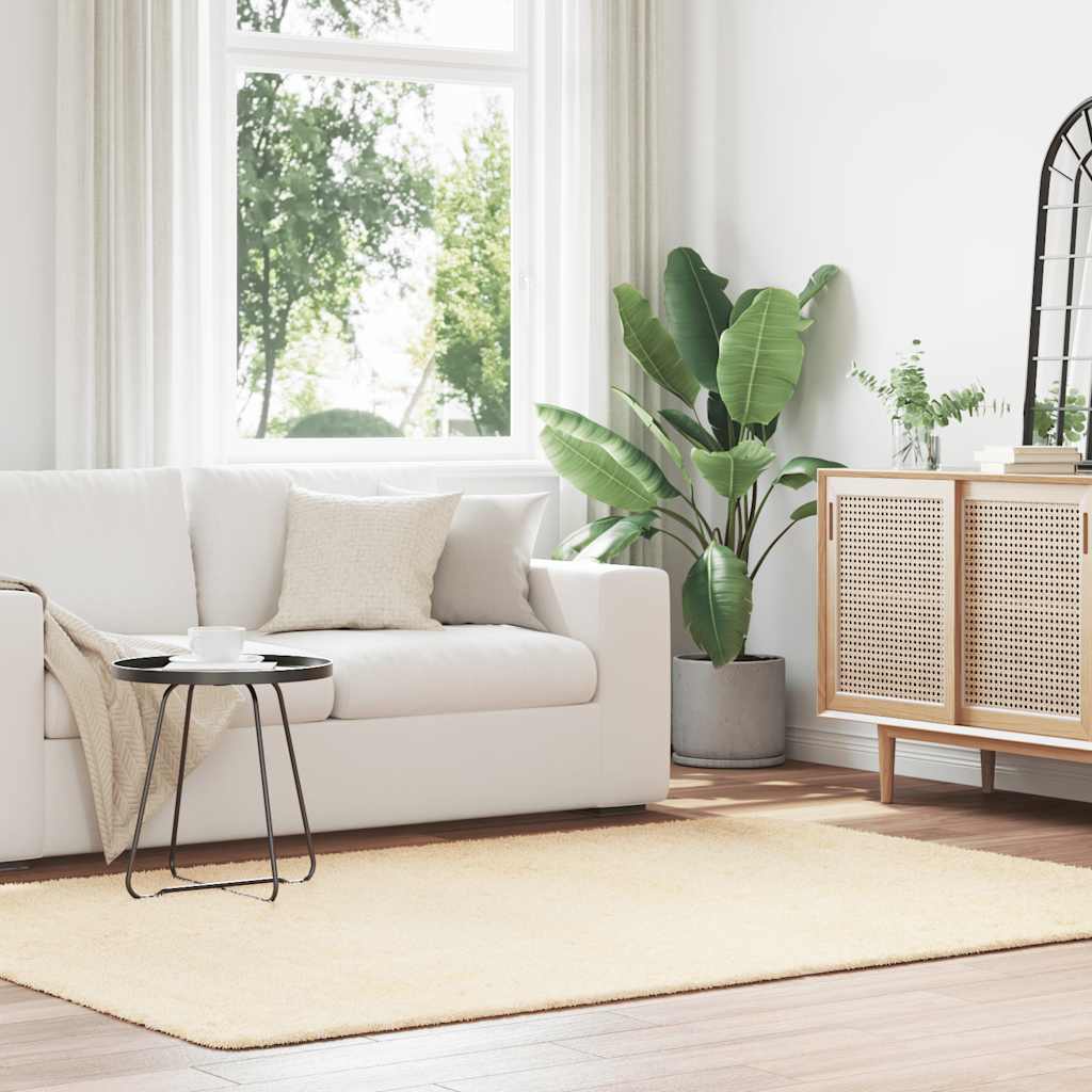 Hoogpolig vloerkleed NAVARRA 160x230 cm polyester crèmekleurig is nu te koop bij PeponiXL, paradijselijk wonen!