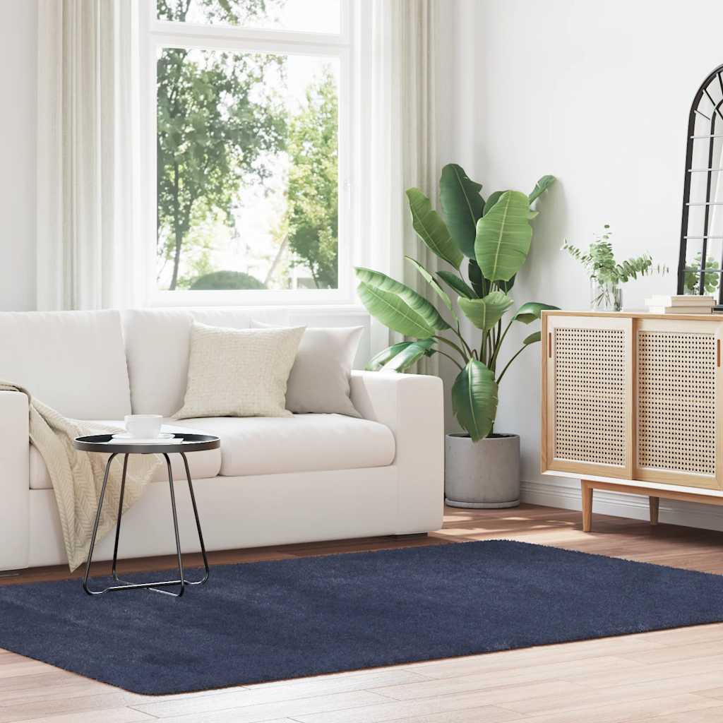Hoogpolig vloerkleed NAVARRA 160x230 cm polyester marineblauw is nu te koop bij PeponiXL, paradijselijk wonen!