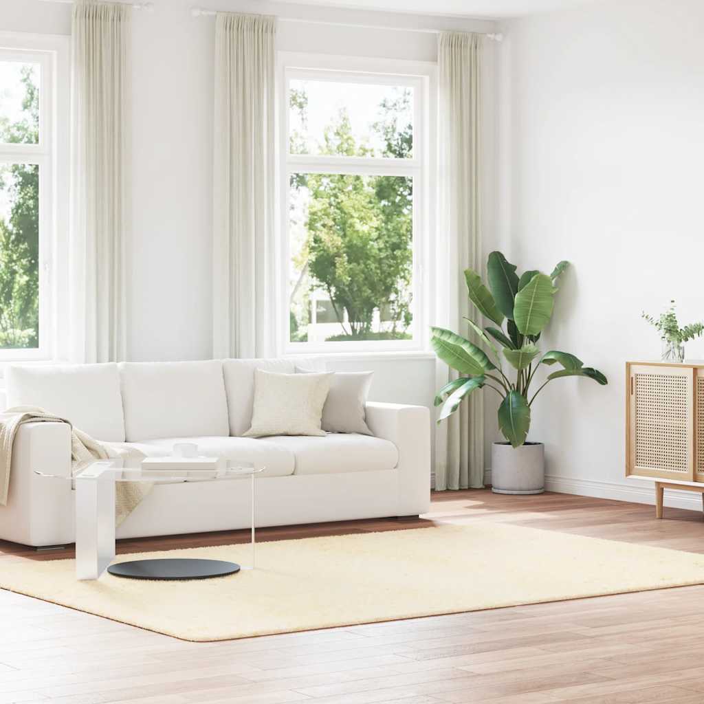 Hoogpolig vloerkleed NAVARRA 200x290 cm polyester crèmekleurig is nu te koop bij PeponiXL, paradijselijk wonen!
