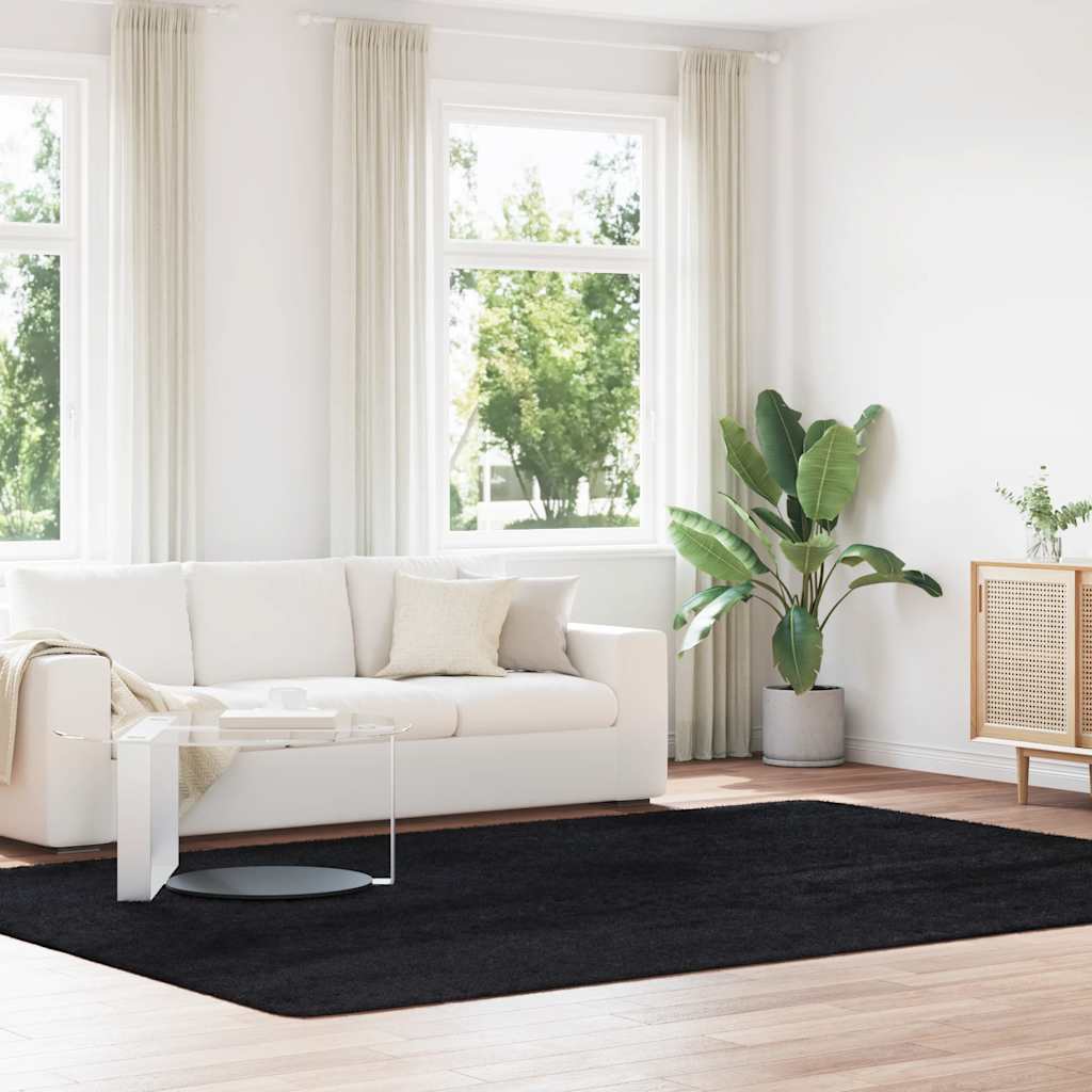 Hoogpolig vloerkleed NAVARRA 240x340 cm polyester zwart is nu te koop bij PeponiXL, paradijselijk wonen!