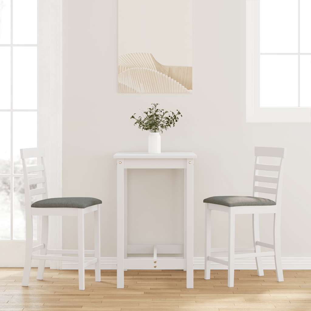 Barkrukken met kussens 2 st massief hout rubber wit is nu te koop bij PeponiXL, paradijselijk wonen!