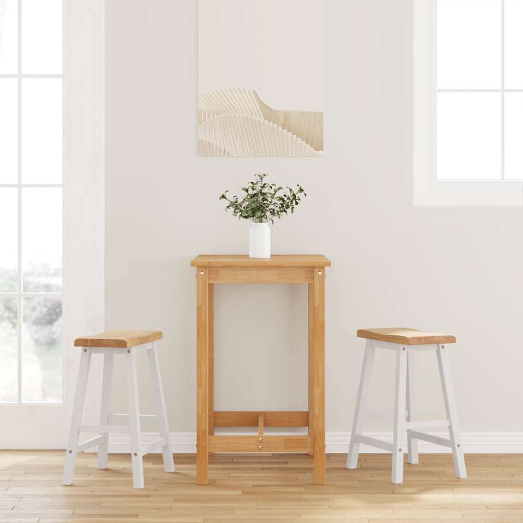 Barkrukken 2 stuks Wit Massief Hout Rubber is nu te koop bij PeponiXL, paradijselijk wonen!