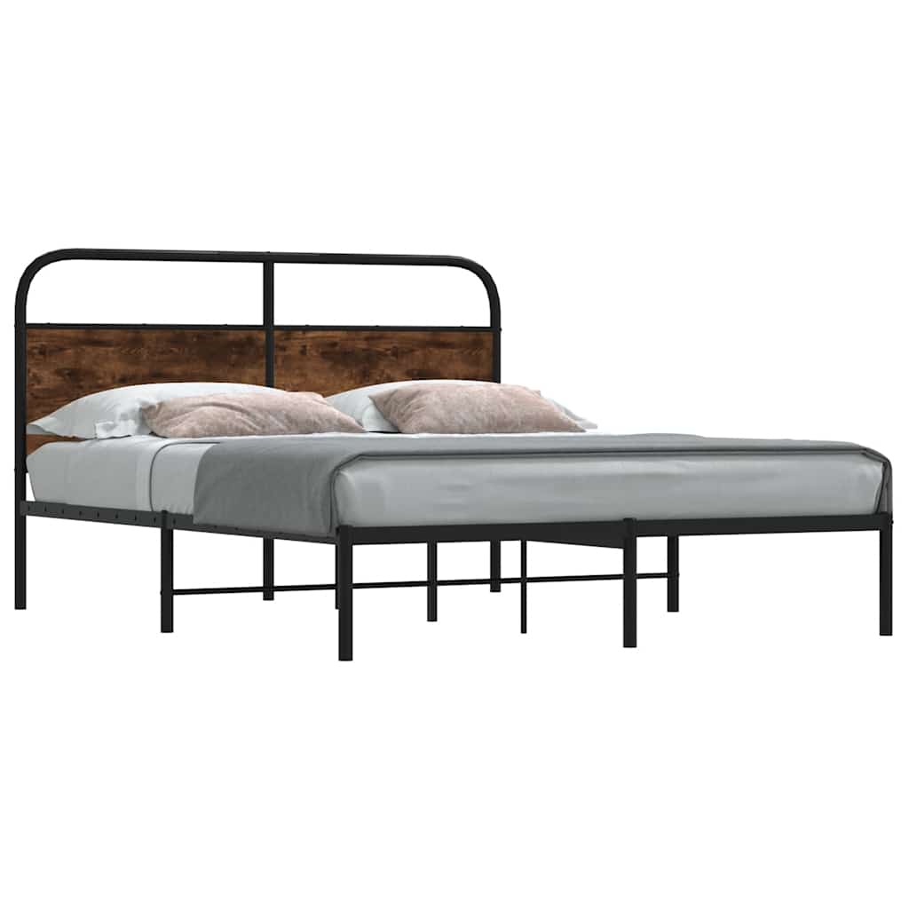 Bedframe zonder matras bewerkt hout gerookt eiken 150x200 cm is nu te koop bij PeponiXL, paradijselijk wonen!