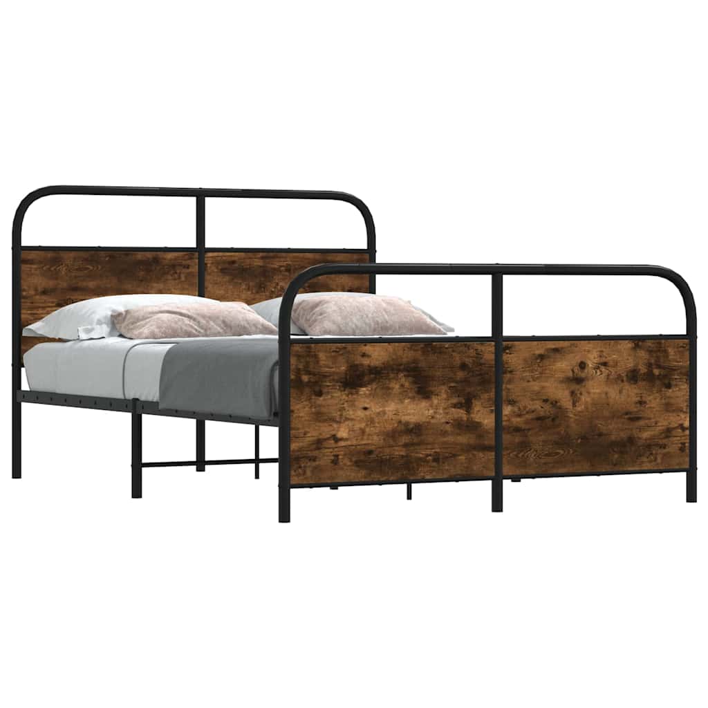 Bedframe zonder matras bewerkt hout gerookt eiken 120x190 cm is nu te koop bij PeponiXL, paradijselijk wonen!