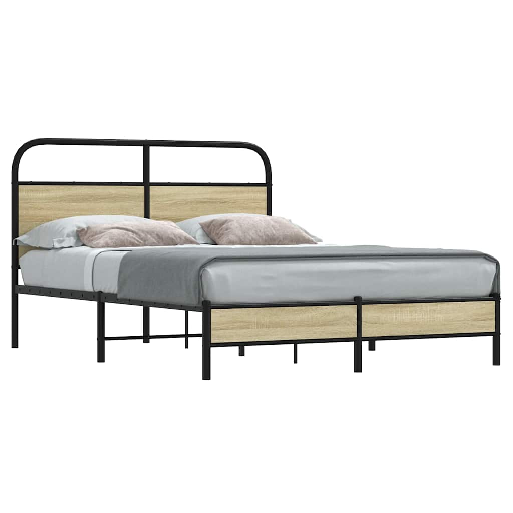 Bedframe zonder matras bewerkt hout sonoma eikenkleur 120x200cm is nu te koop bij PeponiXL, paradijselijk wonen!