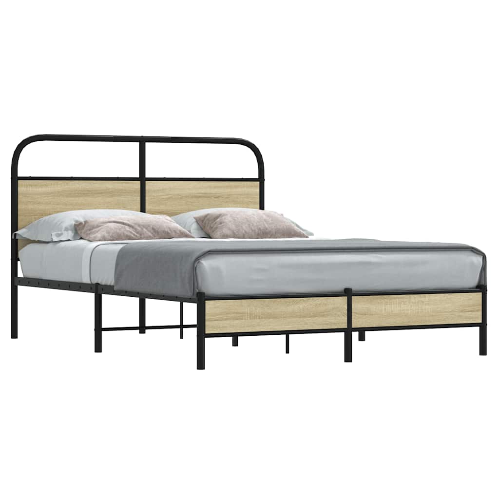 Bedframe zonder matras bewerkt hout sonoma eikenkleur 140x190cm is nu te koop bij PeponiXL, paradijselijk wonen!
