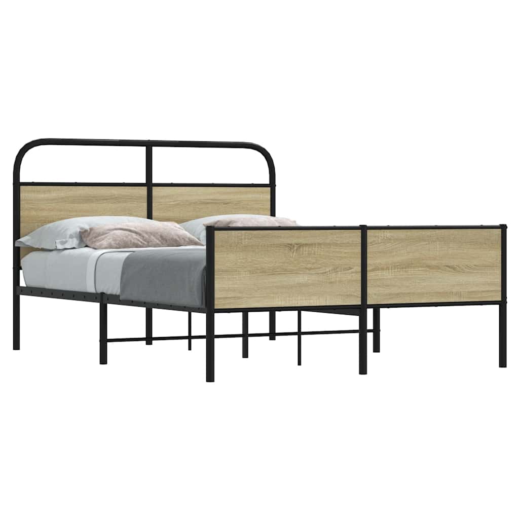 Bedframe zonder matras bewerkt hout sonoma eikenkleur 135x190cm is nu te koop bij PeponiXL, paradijselijk wonen!