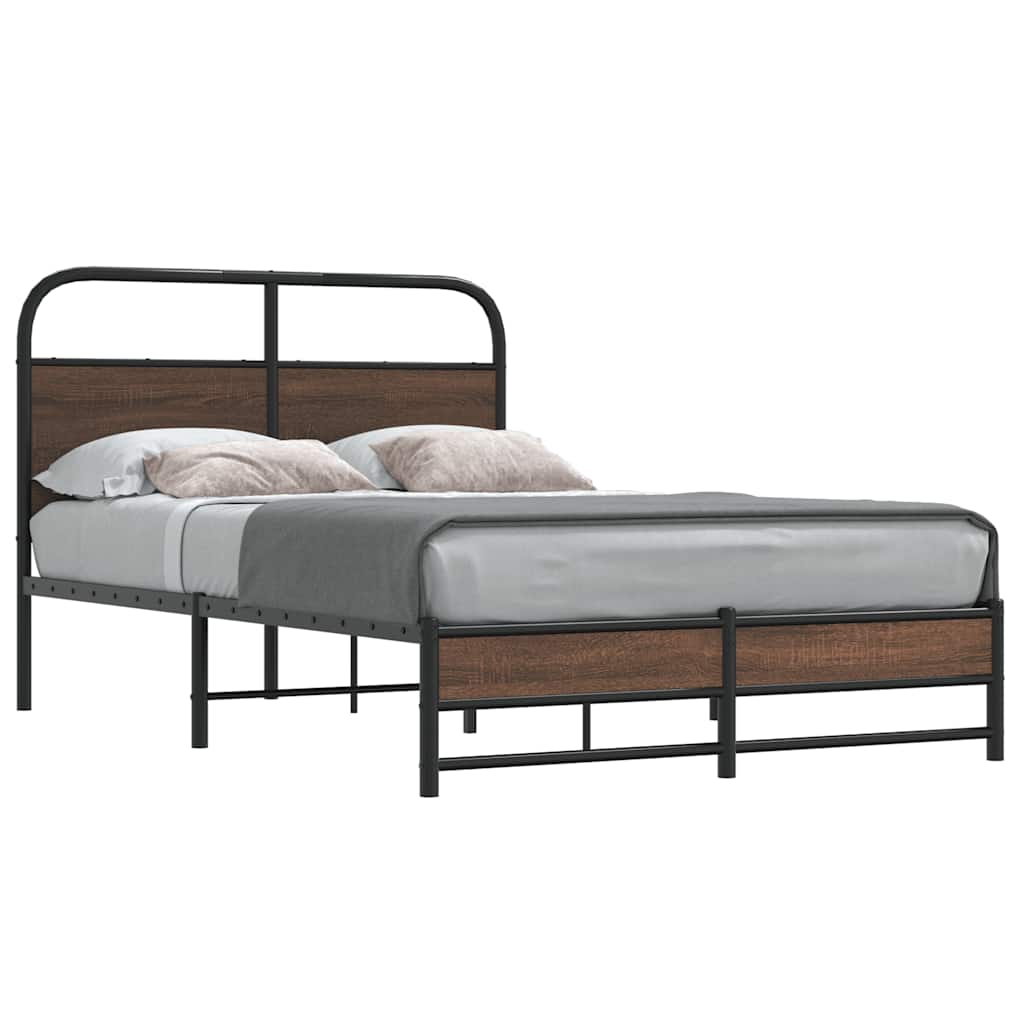 Bedframe zonder matras bewerkt hout bruin eikenkleur 120x200 cm is nu te koop bij PeponiXL, paradijselijk wonen!