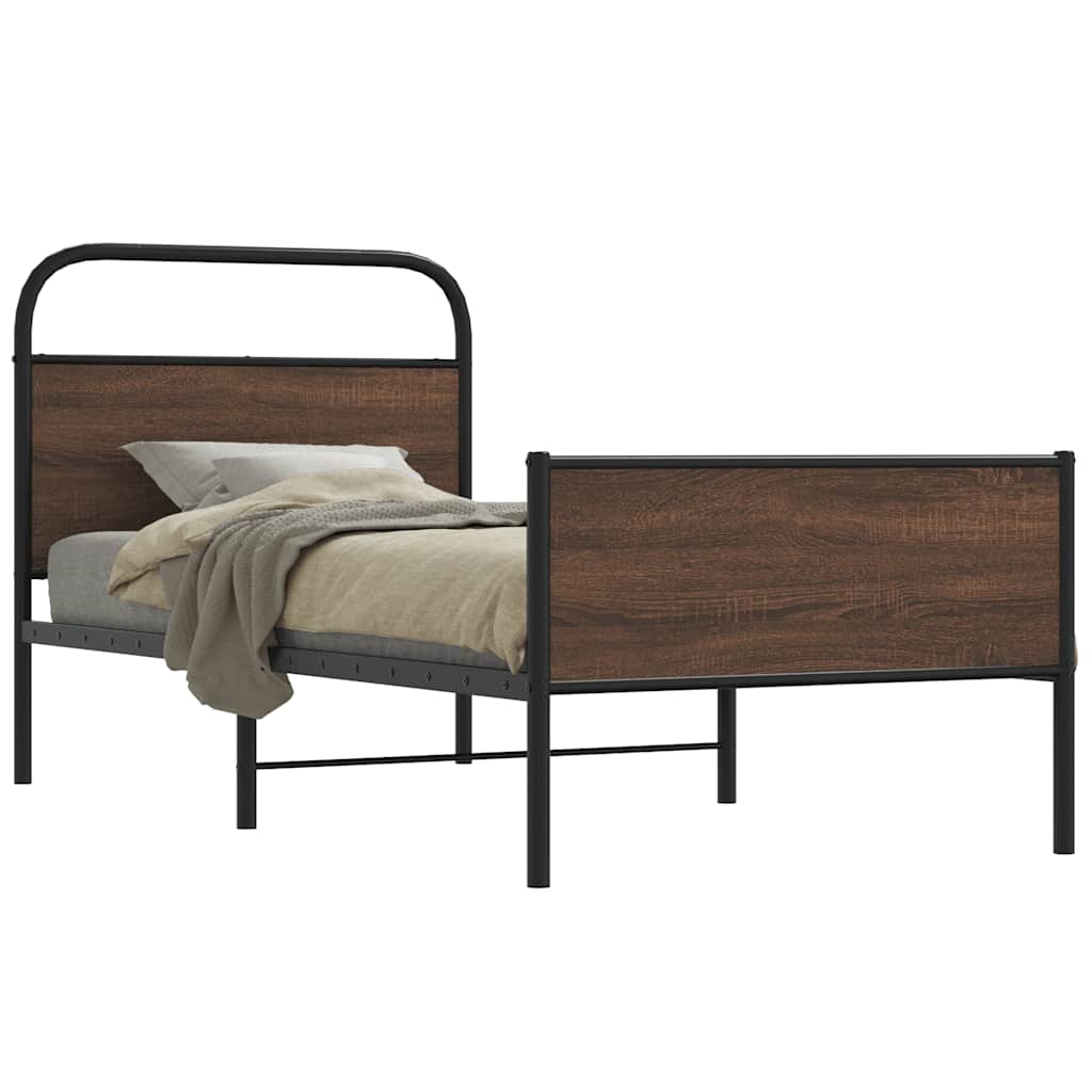 Bedframe zonder matras bewerkt hout bruin eikenkleur 90x200 cm is nu te koop bij PeponiXL, paradijselijk wonen!