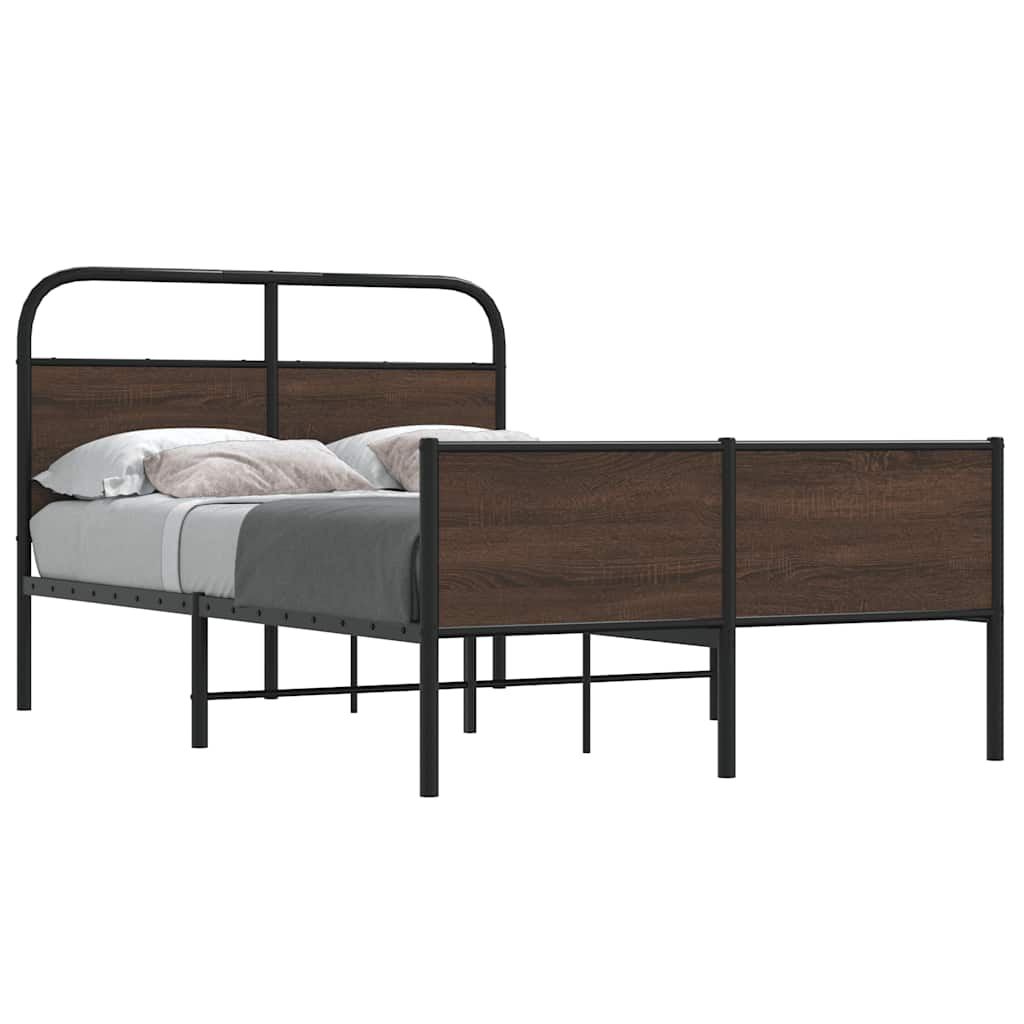 Bedframe zonder matras bewerkt hout bruin eikenkleur 135x190 cm is nu te koop bij PeponiXL, paradijselijk wonen!