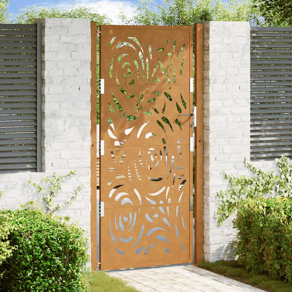 Poort met vlamontwerp 100x200 cm weervast staal is nu te koop bij PeponiXL, paradijselijk wonen!