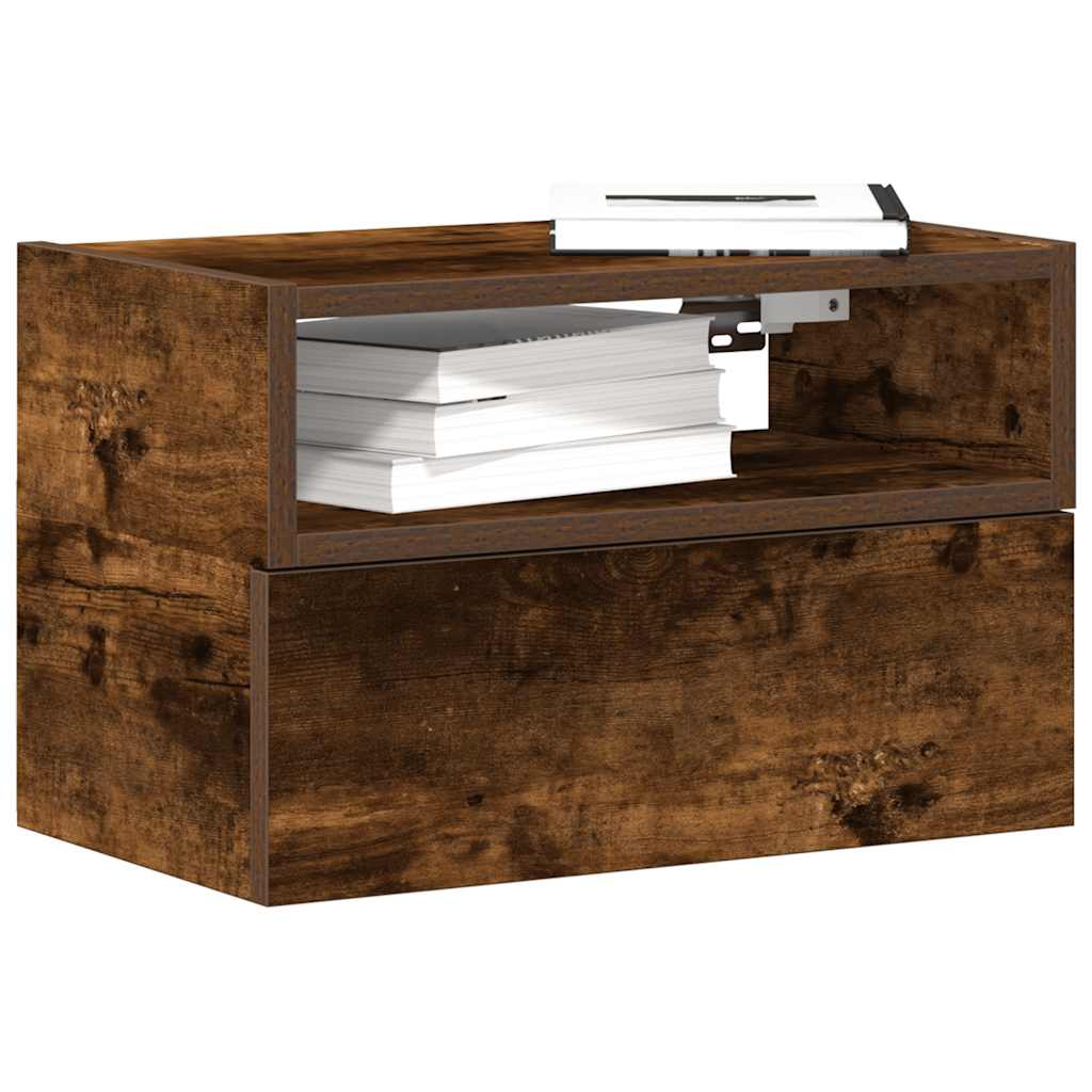 Nachtkastjes 2 st wandgemonteerd 45x26x28,5 cm gerookt eiken is nu te koop bij PeponiXL, paradijselijk wonen!