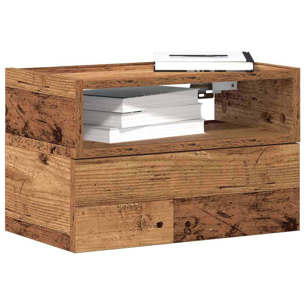 Nachtkastjes 2 st wandgemonteerd 45x26x28,5 cm oud houtkleurig is nu te koop bij PeponiXL, paradijselijk wonen!