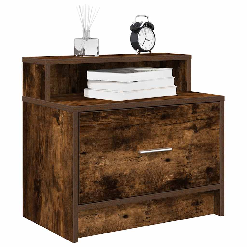 Nachtkastjes 2 st met lade 51x31x47 cm gerookt eikenkleurig is nu te koop bij PeponiXL, paradijselijk wonen!