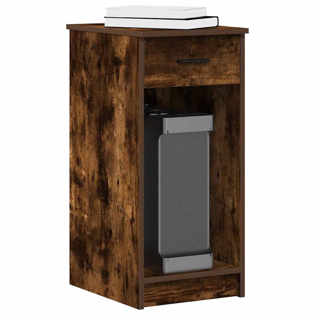 Computertorenstandaard met lade 35x45x77 cm gerookt eikenkleur is nu te koop bij PeponiXL, paradijselijk wonen!