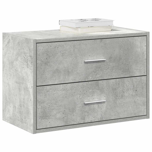 Kast met 2 lades 60x31x40 cm bewerkt hout betongrijs is nu te koop bij PeponiXL, paradijselijk wonen!