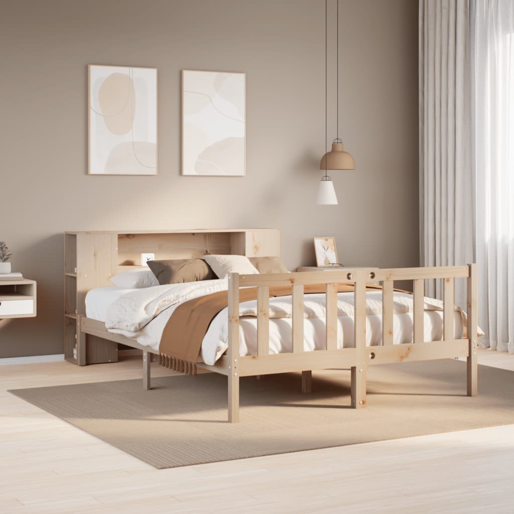 Bed met boekenkast zonder matras massief grenenhout 135x190 cm is nu te koop bij PeponiXL, paradijselijk wonen!
