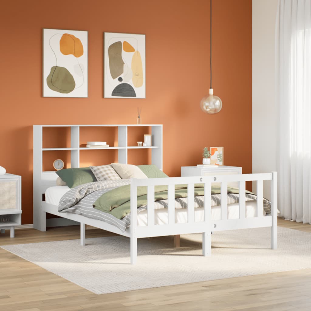 Bed met boekenkast zonder matras grenenhout wit 160x200 cm is nu te koop bij PeponiXL, paradijselijk wonen!
