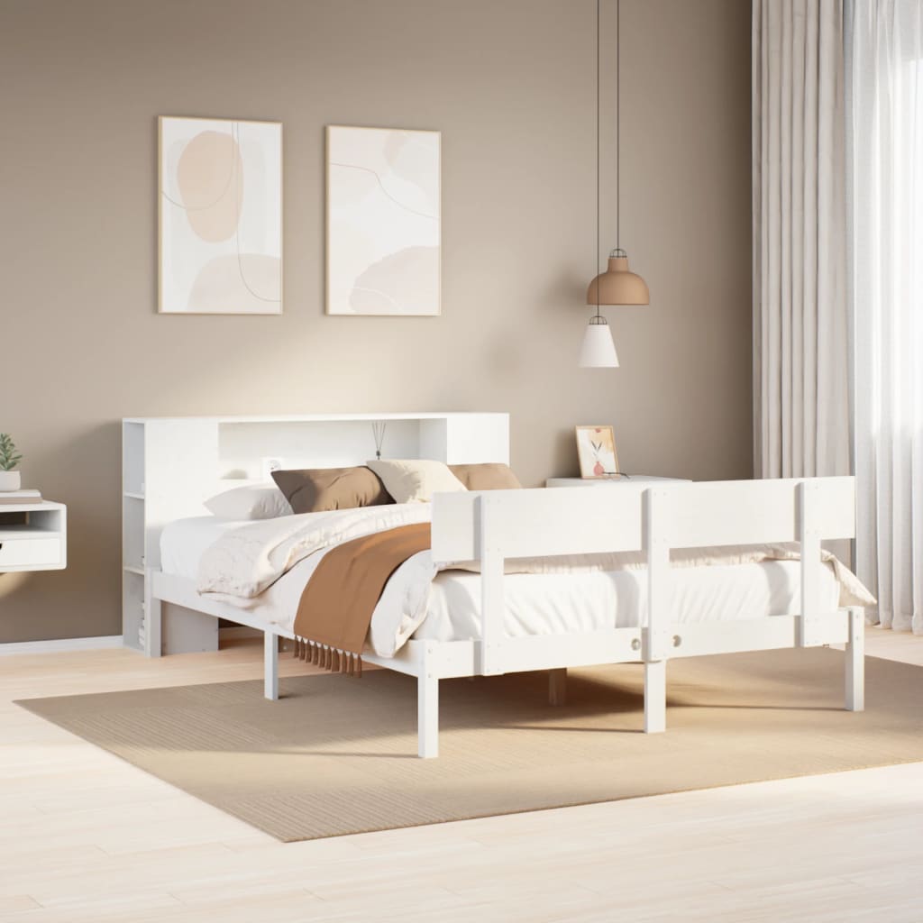 Bed met boekenkast zonder matras grenenhout wit 140x200 cm is nu te koop bij PeponiXL, paradijselijk wonen!