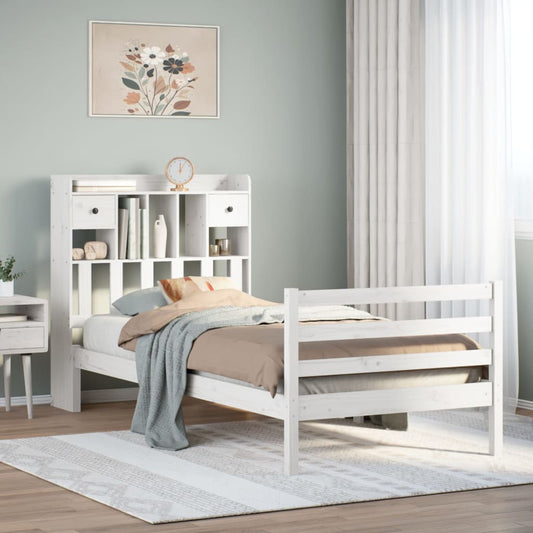 Bed met boekenkast zonder matras grenenhout wit 75x190 cm is nu te koop bij PeponiXL, paradijselijk wonen!