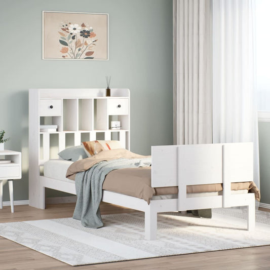 Bed met boekenkast zonder matras grenenhout wit 75x190 cm is nu te koop bij PeponiXL, paradijselijk wonen!